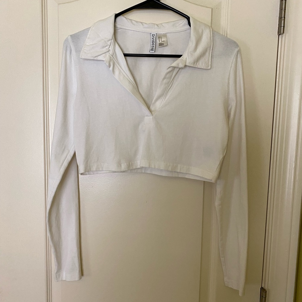 White Button Down Crop Top